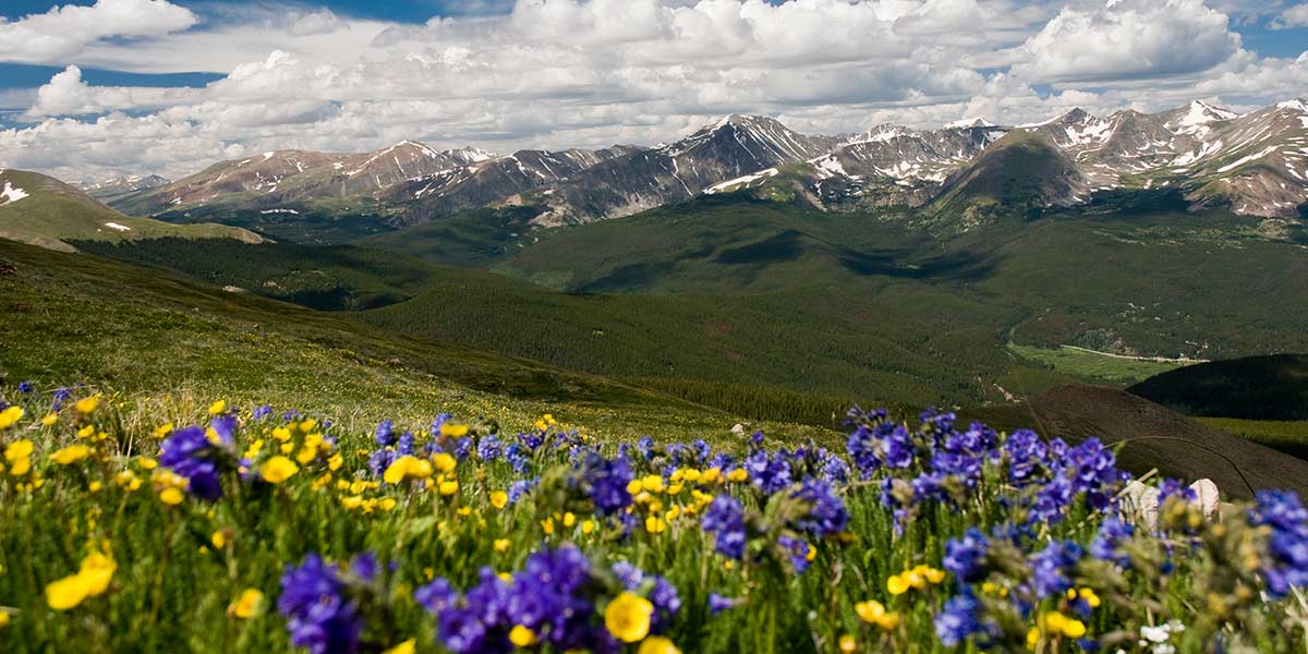 Landscape view of the Colorado mountains and outdoors.